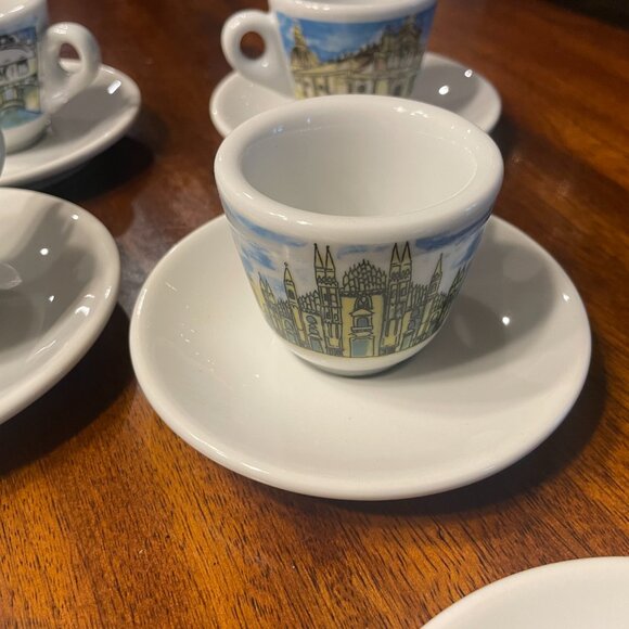 Nuova Point Espresso Italian Scenes Cups & Saucers Set Of 6 Porcelain! - Picture 4 of 8